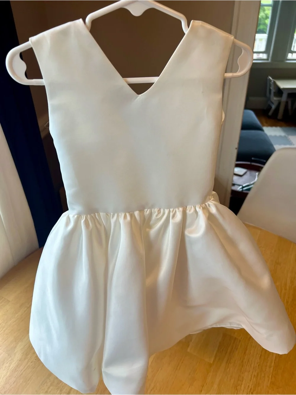Ivory V-Neck Flower Girl or Baptism Dress